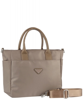 Smooth Nylon Handle Satchel Bag GLV-0160-M STONE